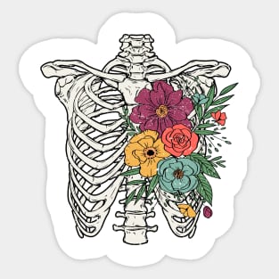 Floral rib cage skeleton Sticker